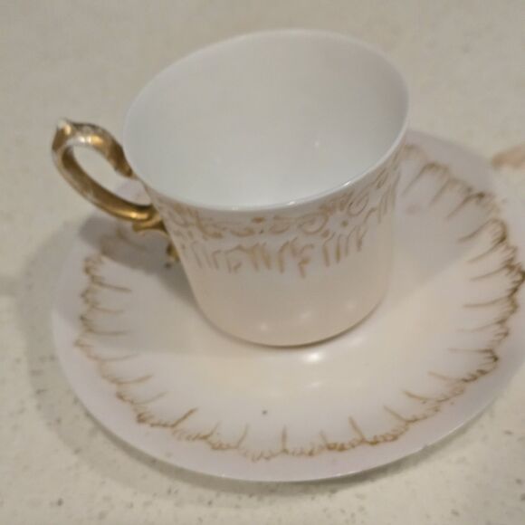 Limoges France Demitasse Cup & Saucer Hand Painted Gold c.1900 - Picture 3 of 12